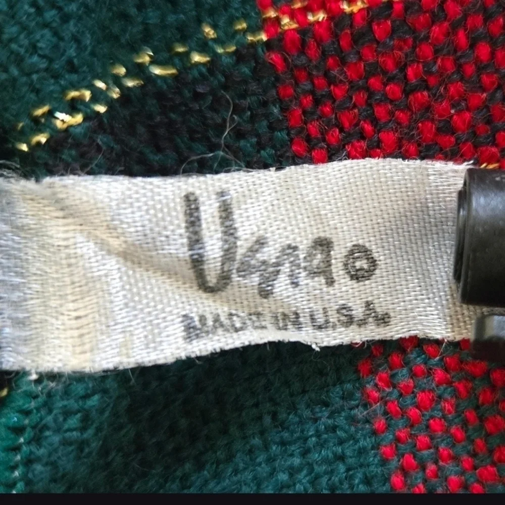 Vintage Red, Green, Gold Vintage Square tablecloth by Vera Neumann